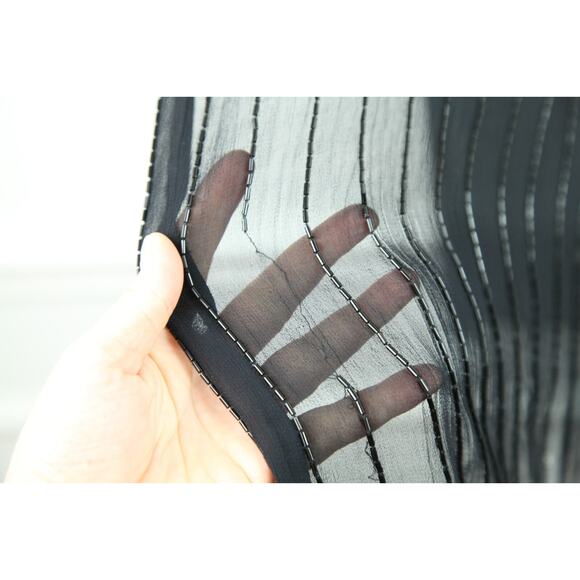 Beaded Silk Scarf 70" x 20" Sheer Whimsigoth 90s Witchy Y2K Rectangle Shawl - Picture 6 of 14